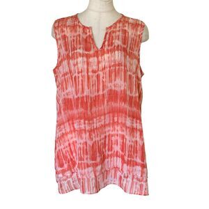 Christine B Tie-Dye Coral Sleeveless Top Women’s Size M Polyester Summer